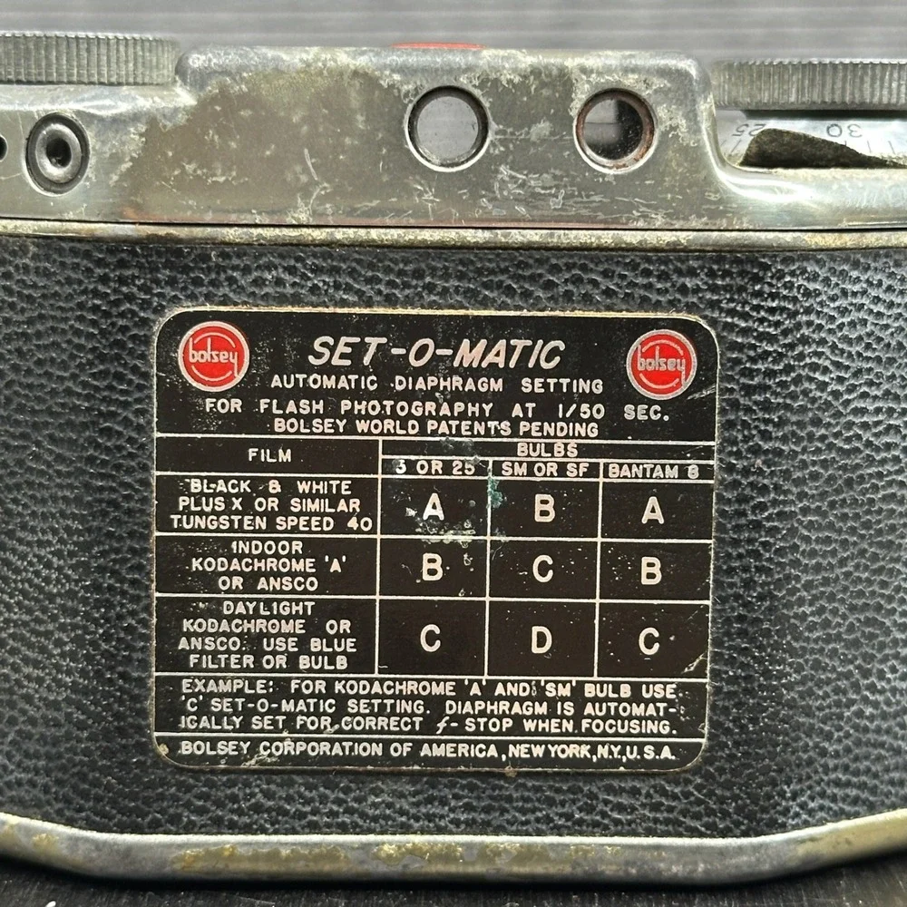 Vintage Bolsey B22 Set-O-Matic 35mm Camera with Leather Case Wollensak 44mm Lens